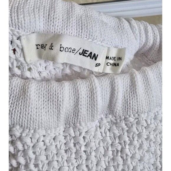 Rag & Bone Crochet Tank Top Size Small Cotton Open Knit White - Picture 3 of 9